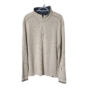 PrAna  Men's Trask Sweater Tan Ribbed Knit Wool Blend Size XL